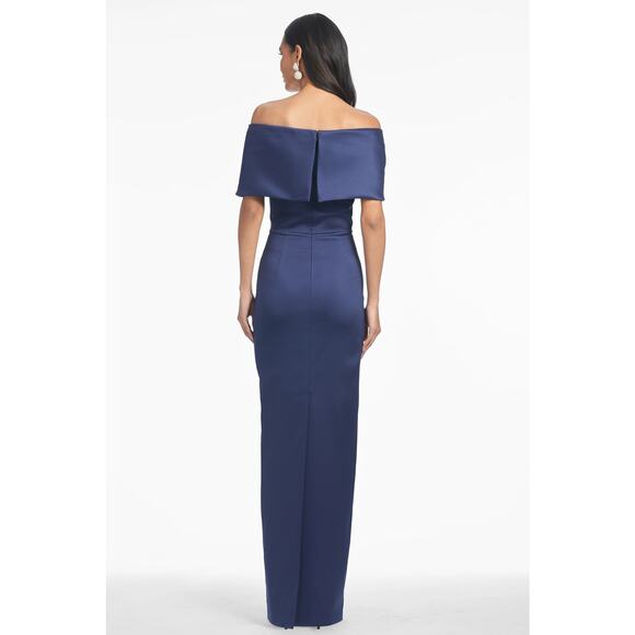 SACHIN + BABI Off-the-Shoulder Back Slit “Viveca Gown” in Blue Night Sky – Sz 14 - Picture 3 of 6